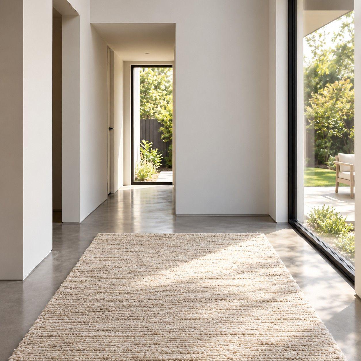 Tapis noué main dans une entrée épurée